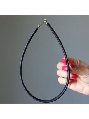 Fabric Cord Necklace Take the Stage Wide Black Choker